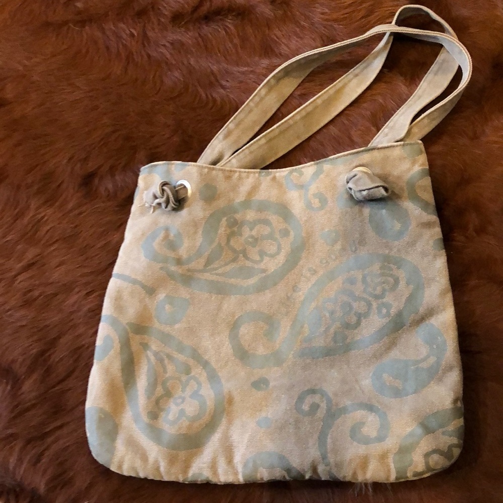 Life is Good brown magnetic closure tote